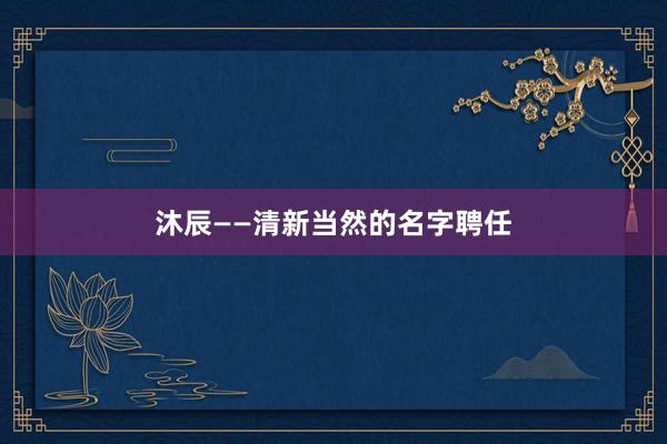 沐辰——清新当然的名字聘任